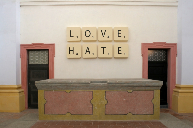 Love-Hate, acrylic/canvas, St. Lawrence Church, Klatovy