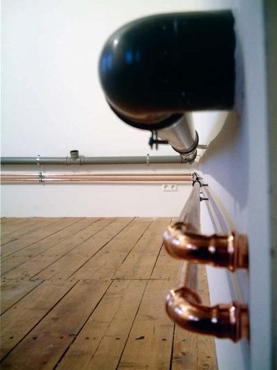 Civil Game, 2009, installation (pipelines, loud-speakers, sound loops)