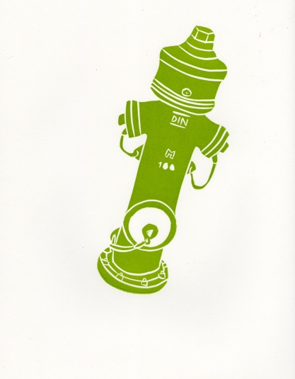 Hydrant, 2010, linocut, hand-made paper, 53 x 38,5 cm
