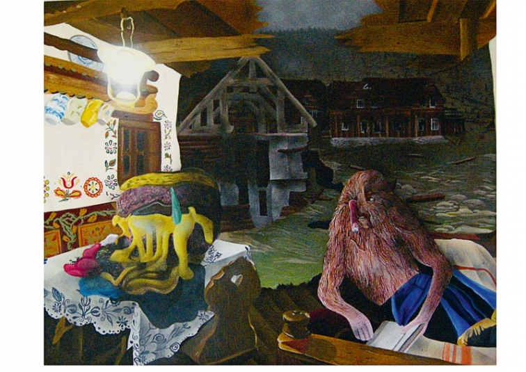 Pozdrav z hor, 2010, akryl a sprej na plátně, 120 × 150 cm