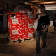 merry goes round ‚n‘ round ‚n‘ round, installation (palette of Czechvar beer), The Granary, Klenová