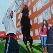 El Gallo, Terry and Yessy, from the cycle My friends and their dogs, oil/canvas, 190x152 cm, 2008 El Gallo, Terry and Yessy, from the cycle My friends and their dogs, oil/canvas, 190x152 cm, 2008